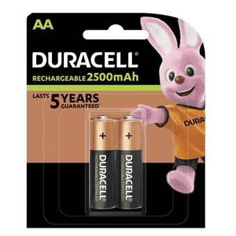 Duracell 2500mAh Rechargeable AA Batteries - 2 pcs