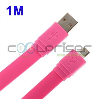 Flat 1 Meter Micro USB Cable (Magenta)