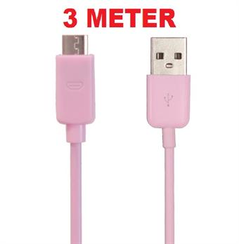 3 Meter Micro USB Cable (Pink)
