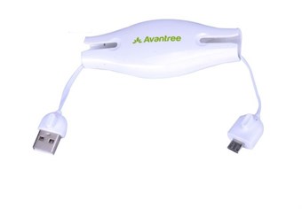 Avantree Viva Micro Retractable Sync Charging Cable (White)