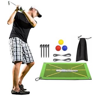 Non-slip Golf Hitting Mat for Swing Detection Batting Portable Golf Practice Training Aids Rug 24 x 12 inch with 6 Golf Balls