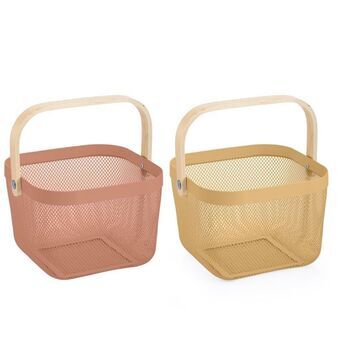 Multi-purpose basket DKD Home Decor Metal Terracotta Yellow (26 x 25 x 30 cm) (2 Units)