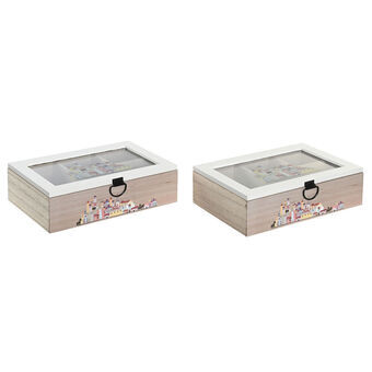 Box for Infusions DKD Home Decor Crystal Multicolour MDF Wood (2 Units) (23 x 15 x 7 cm)