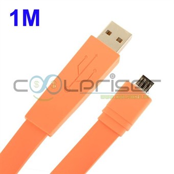 Flat 1 Meter Micro USB Cable (Orange)