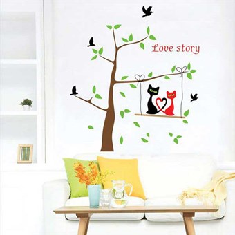 TipTop Wall Stickers (Couple Cat & Tree)