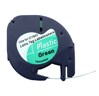 Dymo LetraTag Label Black text on Green tape (91204) 12mm × 4m