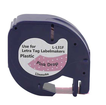Dymo LetraTag Label Pink Dots 12mm × 4m (L-31F)