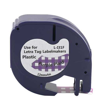 Dymo LetraTag Label Purple Plaid 12mm × 4m (L-131F)