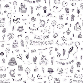 Wrapping paper Colorable Unicorn Party, 4 mtr.