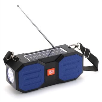 T&G TG634 Solar Rechargeable Bluetooth Speaker Outdoor Wireless FM Radio Stereo Subwoofer with LED Flashlight