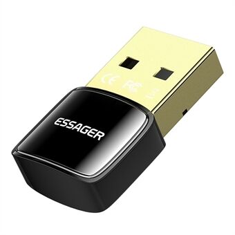 ESSAGER Bluetooth Adapter Desktop PC Wireless BT5.0 USB Receiver Compatible with Window 8 / 10 / 11 Driver-Free