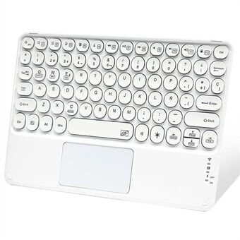 10 inch Portable Wireless Bluetooth Keyboard with 7 Backlit/Touchpad for Android/iOS/Windows Round Keycap Slim Cordless Keyboard