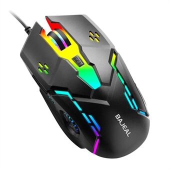 BAJEAL D2 RGB Lighting E-Sports Gaming Mouse Colorful LED Light USB Cable Ergonomic Laptop Computer 6-Key Mice  4 Color Changing Speed Gears