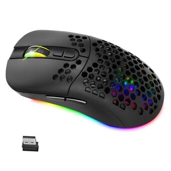 2.4G Bluetooth Dual Mode Honeycomb Shell Wireless Mouse with RGB Backlit for Laptop PC Computer