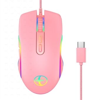 4 DPI Ergonomic Wired Mouse with RGB Backlit for Gamer Office Worker - Type C