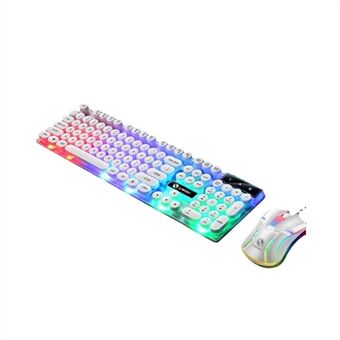 Wired Backlit Keyboard Mouse Combo Folding Feet Suspended Keycaps Design Keyboard Breathing Light Ergonomic Mouse