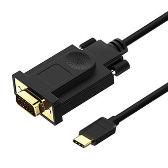 QGEEM UA17 1.2m USB-C Male to VGA Male Adapter Cable HD Video Conversion Cable