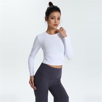 Quick-dry Long Sleeve Workout Shirts Elastic Gym Tight Crop Tops for Yoga Running Jogging