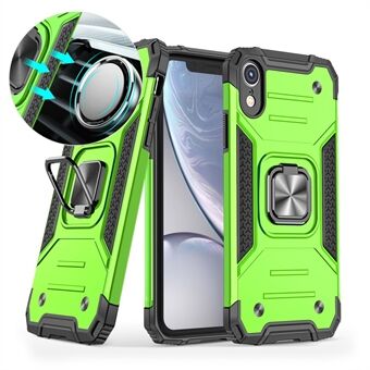 Armor Style Ring Kickstand Detachable TPU + PC Hybrid Shell with Metal Sheet for iPhone XR 6.1 inch