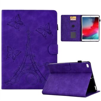 For iPad 10.2 (2021) / (2020) / (2019) / iPad Air 10.5 inch (2019) / iPad Pro 10.5-inch (2017) Microfiber Leather Stand Case Tower Bike Butterfly Pattern Imprinted Tablet Cover with Card Holder