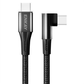 ENKAY 2m Type C Cable E-Marker Elbow Design PD 100W 5A Fast Charging Wire 480Mbps Data Transmission USB C Cord