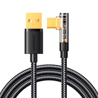 JOYROOM S-UC027A6 Star-River Series 3A Fast Charging Data Cable 90-Degree Elbow Transparent Fast Charging Cable 1.2m Braided USB-A to Type-C Cord