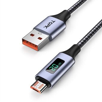 TOPK AN50 USB to Micro 3A Quick Charging Cable Intelligent Display Nylon Braided Data Cord