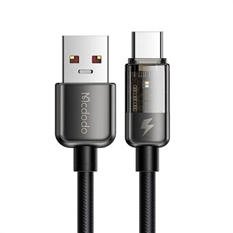 MCDODO CA-3151 MDD 1.8m USB to Type-C 6A Fast Charge Cable Smart Auto Power-Off Function Nylon Braided Wear-resistant Data Transfer Line - Black