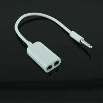 Male to Female Dual Port 3.5mm Earphone Headphone Audio Splitter Cable Adapter Jack - White