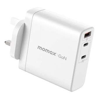 MOMAX UM27 140W GaN PD 3.1 QC 3.0 Foldable Prong Plug Travel Charging Dock Power Adapter 3-Output UK Plug Wall Charger