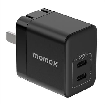 MOMAX Portable 35W PD Fast Charger Dual Type-C GaN Power Adapter for Apple / Android