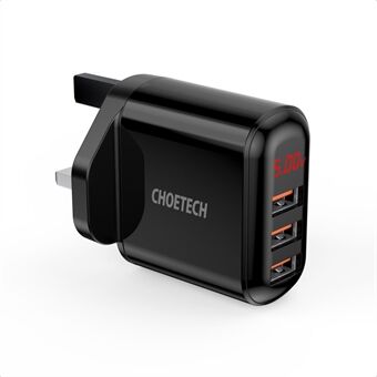 CHOETECH Q5009 5V-3.4A 3 USB Ports Wall Charger Digital Display Phone Charging Adapter