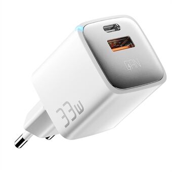 ESSAGER 33W GaN USB-A + Type-C Phone Fast Charging Adapter Dual Port Travel Wall Charger - EU Plug