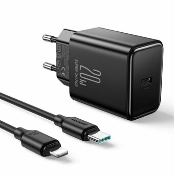 JOYROOM JR-TCF06 Flash Series PD 20W Single-Port Quick Charger Kit with Type-C to iP 20W 1m Cable, Wall Charger Adapter (EU Plug)