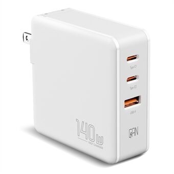ESSAGER 140W GaN Pro Charger 2 Type-C+1 USB-A Charger Adapter Portable Wall Charger for Traveling