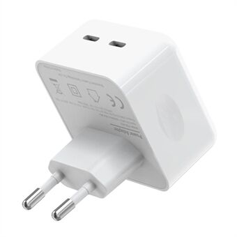 NORTHJO NOGAN3502 GaN Wall Charger PD 35W Dual Type-C PPS Fast Charging Adapter - White / EU Plug