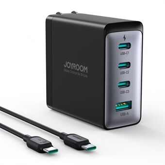 JOYROOM JR-TCG04 100W Fast Charging GaN Wall Charger with 3 Type-C+USB Multi-Port Charger Adapter, US Plug