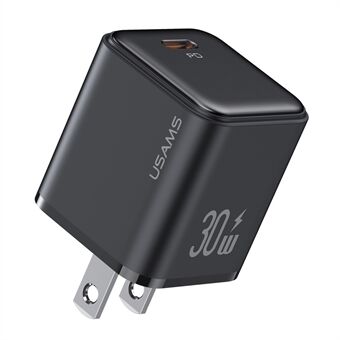 USAMS US-CC187 X-ron Series PD 30W Single Type-C Fast Charging Electroplating Charger Power Adapter, US Plug