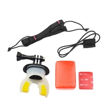 SHOTT Surfing Shooting Camera Mouth Mount Set with Floaty Float & Lanyard Strap for GoPro Hero 5 7 8 - Black