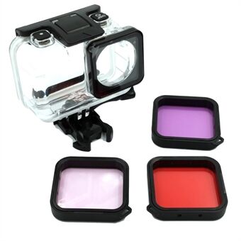 AGDY38 3Pcs/Set Red Pink Purple Lens Filters for DJI Osmo Action Camera Square Mouth Style Waterproof Diving Case Shell