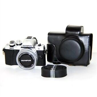 PU Leather Camera Protective Case + Strap for Olympus OM-D E-M10 Mark II / E-M10 / E-M10 MarkIII Digital Camera