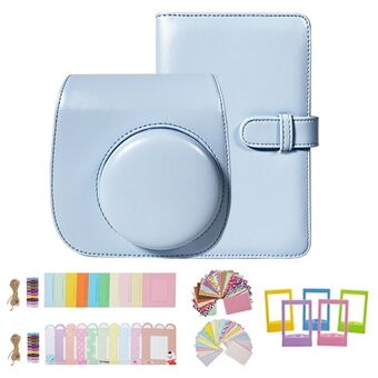 For FujiFilm Instax Mini 12 / 11 / 9 / 8 Camera Accessories 7-in-1 Bundle Kit Include Case, Film Stickers, Desk Frames, Hanging Frame