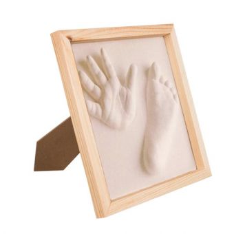 Hand and footprint with plaster and frame