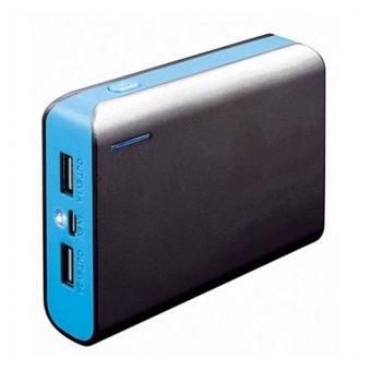 Powerbank 6000mAh Dual USB w / lamp - Blue