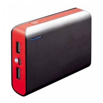 Powerbank 6000mAh Dual USB w / lamp - Red
