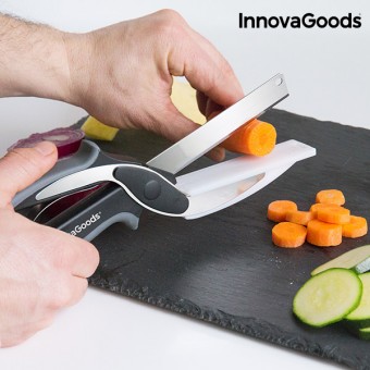 InnovaGoods Kitchen Knife Scissors With Integrated Mini Cutting Board