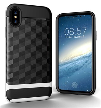Solid Square Hard Case in TPU Plastic and Silicone for iPhone X / iPhone Xs - White