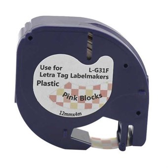 Dymo LetraTag Label Pink Blocks 12mm × 4m (L-D31F)
