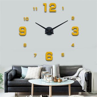 Modern 120x120 cm wall clock in classic style gold