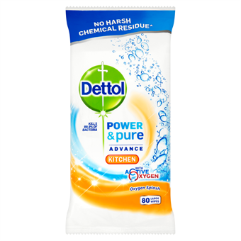 Dettol Anti Bacterial - Citrus Power & Pure Kitchen Cleaning Wipes 80 pcs